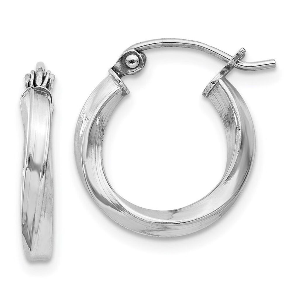 2.5mm Sterling Silver, Twisted Round Hoop Earrings, 17mm (5/8 In)